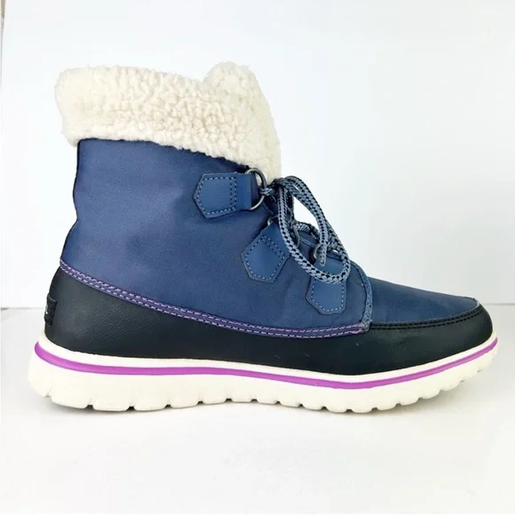 Sorel Cozy Carnival Waterproof Sporty Lightweight Lace Up Navy Blue Black Boots - Picture 8 of 13